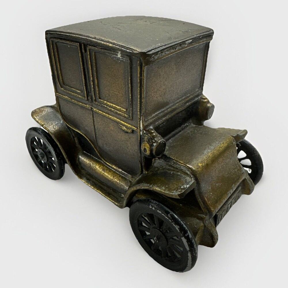 Vintage Banthrico 1910 Baker Electric Car Coin Bank Metal Diecast Bronze Piggy